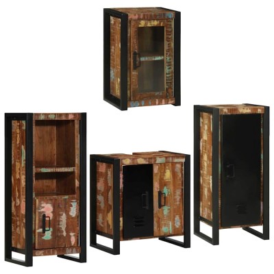 Juego de muebles de baño 4 pcs Madera reciclada maciza