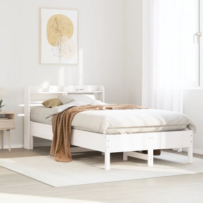 Estructura de cama sin colchón madera maciza blanca 90x190 cm