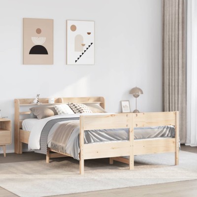 Estructura de cama sin colchón madera maciza de pino 135x190 cm