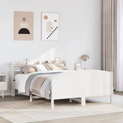 Estructura de cama sin colchón madera de pino blanca 140x190 cm