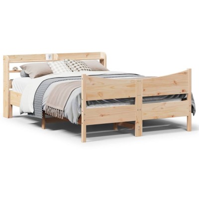 Estructura de cama con cabecero madera maciza pino 160x200 cm