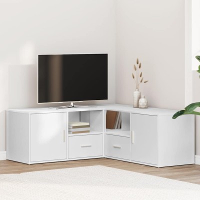 Mueble de esquina madera de ingeniería blanco 200x40x45 cm