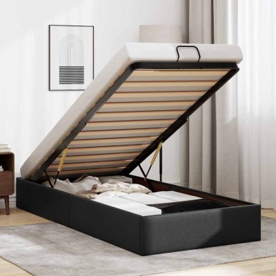 Estructura de cama otomana sin colchón negro 90x200 cm