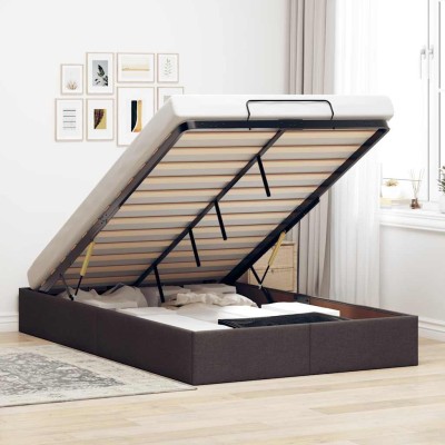 Estructura cama otomana sin colchón marrón oscuro 120x200cm