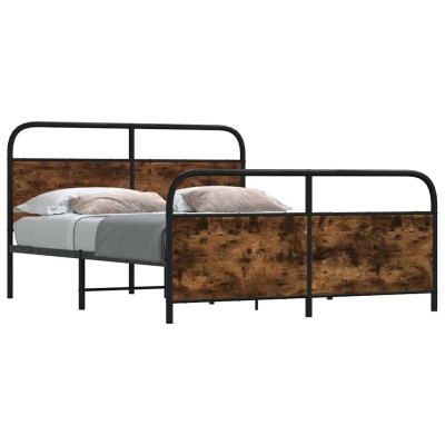Estructura de cama sin colchón metal roble ahumado 160x200 cm