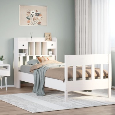 Estructura de cama sin colchón madera de pino blanca 90x200 cm