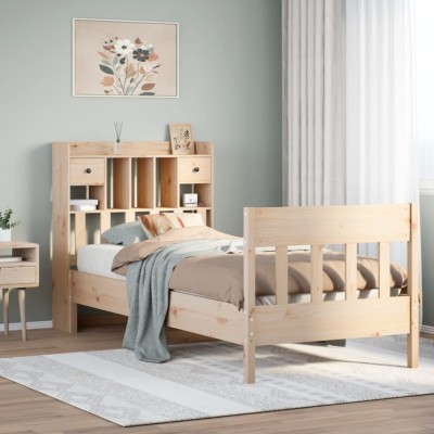 Estructura de cama sin colchón madera maciza pino 75x190 cm