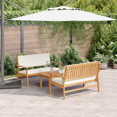 Conjunto de sofá de jardín 3 pcs Marrón 75 x 45 x 38cm