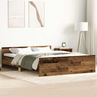 Estructura de cama sin colchón madera antigua 135x190 cm