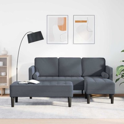 Juego de Sofá 2 pcs Gris oscuro 173 x 131 x 67 cm Terciopelo