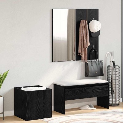 Conjunto de muebles de recibidor 5 pcs Roble negro y Plata