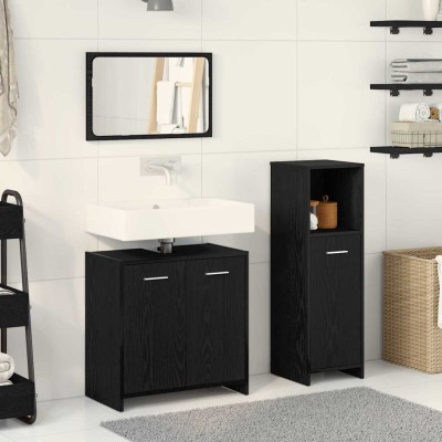 Conjunto de Muebles de Baño 3 pcs Roble Negro 60 x 33 x 60 cm