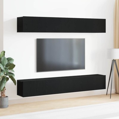 Conjunto de mueble de TV 4 pcs Roble negro 100 x 30 x 30 cm