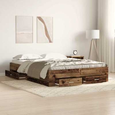 Estructura de cama con cajones Madera vieja 140 x 190 cm