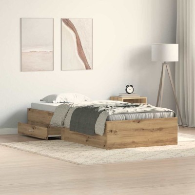Estructura de cama con cajones Roble artisan 100 x 200 cm