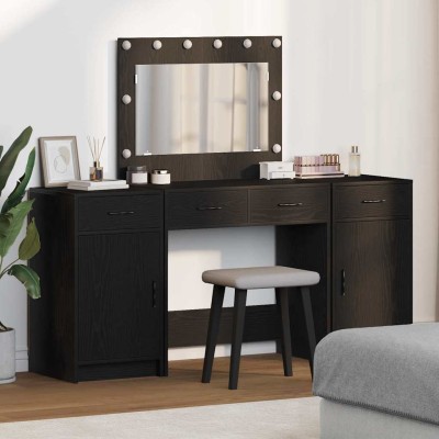 Mesa de tocador con cajón 3 pcs Negro 40 x 41 x 75 cm