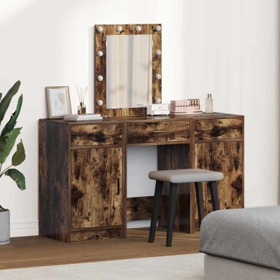 Mesa de tocador con cajón 3 pcs Marrón 50 x 41 x 135 cm