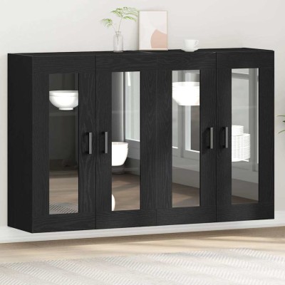 Armario de pared 2 pcs Roble negro 69.5 x 34 x 90 cm