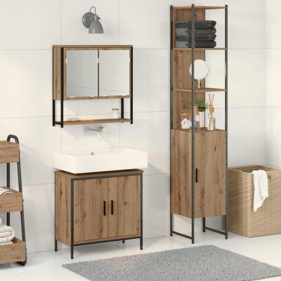 Juego de muebles de baño 3 pcs Marrón 33 x 33 x 185.5 cm