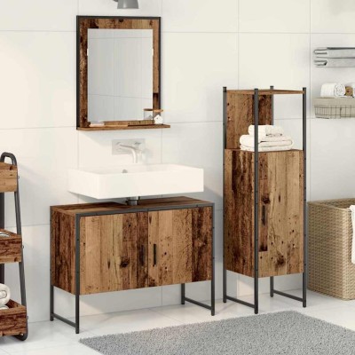Juego de muebles de baño 3 pcs Marrón 33 x 33 x 102.5 cm