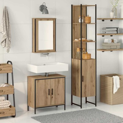 Juego de muebles de baño 3 pcs Marrón 33 x 33 x 185.5 cm