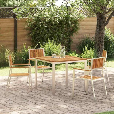 Conjunto de Comedor de Jardín 5 pcs madera maciza de acacia