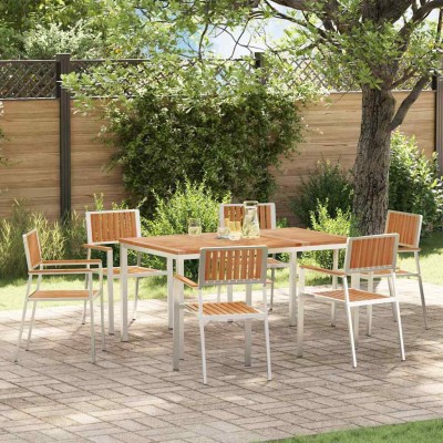 Conjunto de Comedor de Jardín 7 pcs Madera de teca maciza
