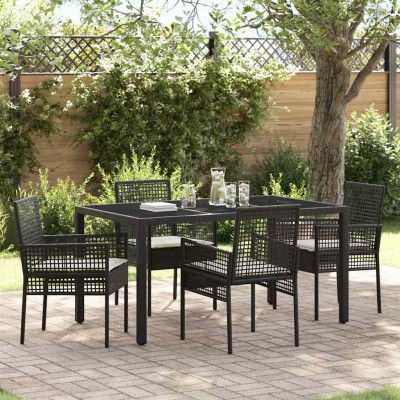 Conjunto de Comedor de Jardín 5 pcs Negro Poliratán