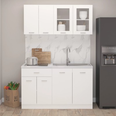 Conjunto de armarios de cocina de 4 piezas "Lyon" de en madera de ingeniería blanca