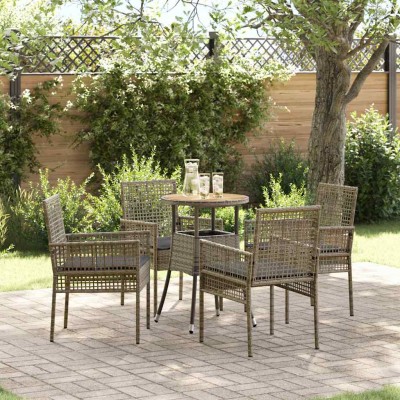Conjunto de Comedor de Jardín 5 pcs Gris Poliratán