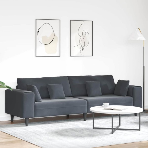 Sofá de terciopelo con cojín Gris oscuro 208 cm Terciopelo
