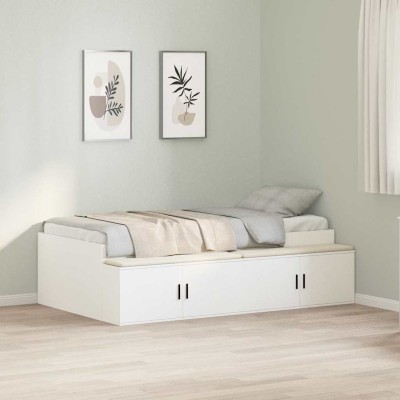 Cama con almacenamiento Blanco 90 x 190 cm Madera contrachapada