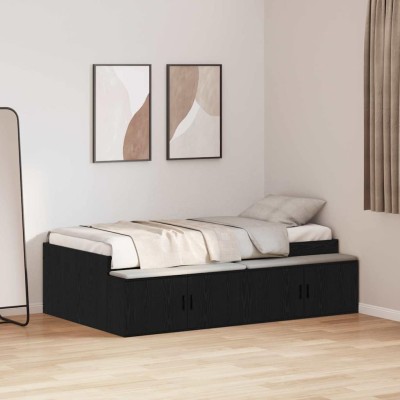 Cama con almacenamiento Roble negro 90 x 190 cm