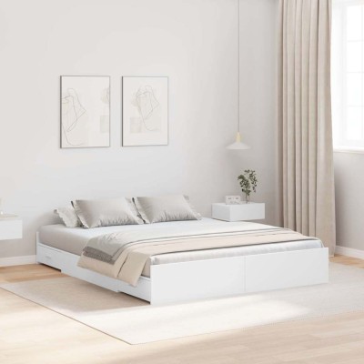 Cama con almacenamiento con cabecera Blanco 160 x 200 cm