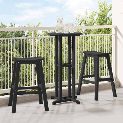 Juego de Bar en el Jardín 3 pcs Negro HDPE