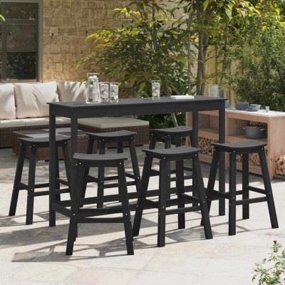 Juego de Bar en el Jardín 6 pcs Negro HDPE