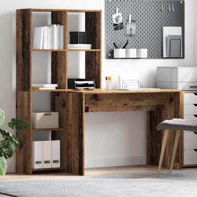 Escritorio con estante Madera vieja 138.5 x 55 x 143 cm
