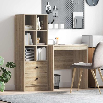 Escritorio con almacenamiento con cajón 2 pcs Roble Sonoma