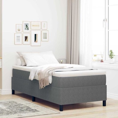 Cama tipo Box Spring Gris claro 100 x 200 cm Telas de pana