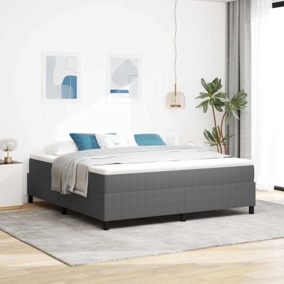 Cama tipo Box Spring Gris claro 180 x 200 cm Telas de pana