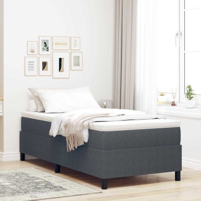 Cama tipo Box Spring Gris oscuro y blanco 203 x 80 x 60 cm