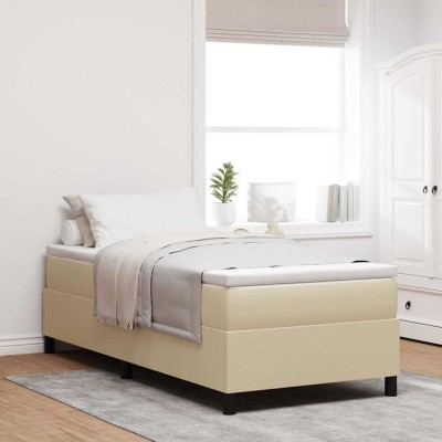 Cama tipo Box Spring Gris claro y blanco. 203 x 80 x 60 cm