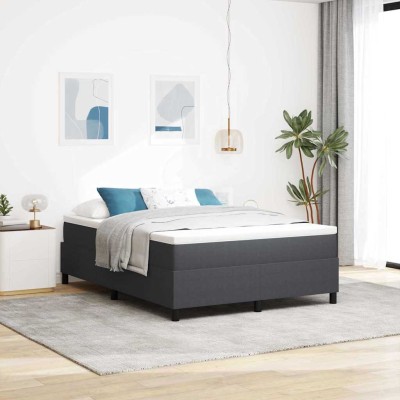 Cama tipo Box Spring Gris oscuro y blanco 203 x 140 x 60 cm
