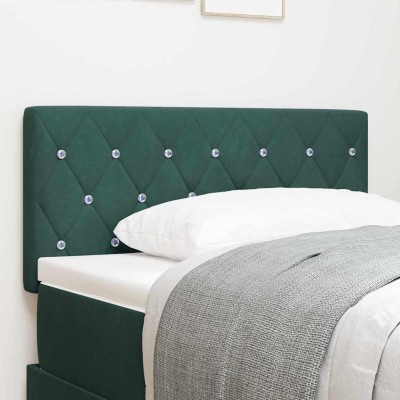Cabecero LED Argyle con cabecera Verde oscuro 90 cm Terciopelo