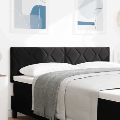 Cabecero LED con luces de tiras LED Negro 144 cm Terciopelo