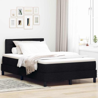 Cama box spring con colchón con colchón Negro 120 x 200 cm tela
