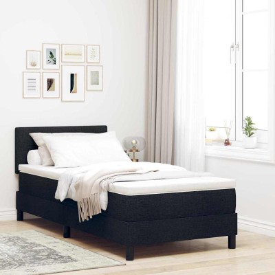 Cama box spring con colchón con colchón Negro 100 x 200 cm tela