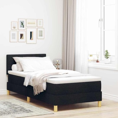 Cama box spring con colchón con colchón Negro 100 x 200 cm tela