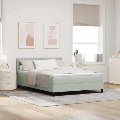 Cama con Somier y Colchón Gris Claro 160 x 200 cm tela