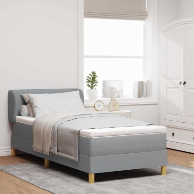 Cama con somier y colchón Crema 90x200 cm Fabric Gris claro